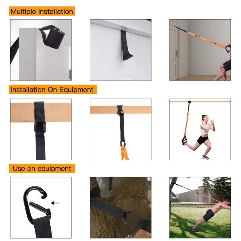 Moulyan Bodyweight Resistance Training Straps,Suspension Training Straps Complete Home Gym Fitness Trainer kit for Full-Body Workout Easy Setup Gym Home Outdoors - Image 2